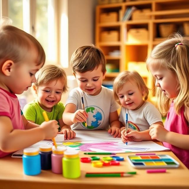 Children doing art and painting
